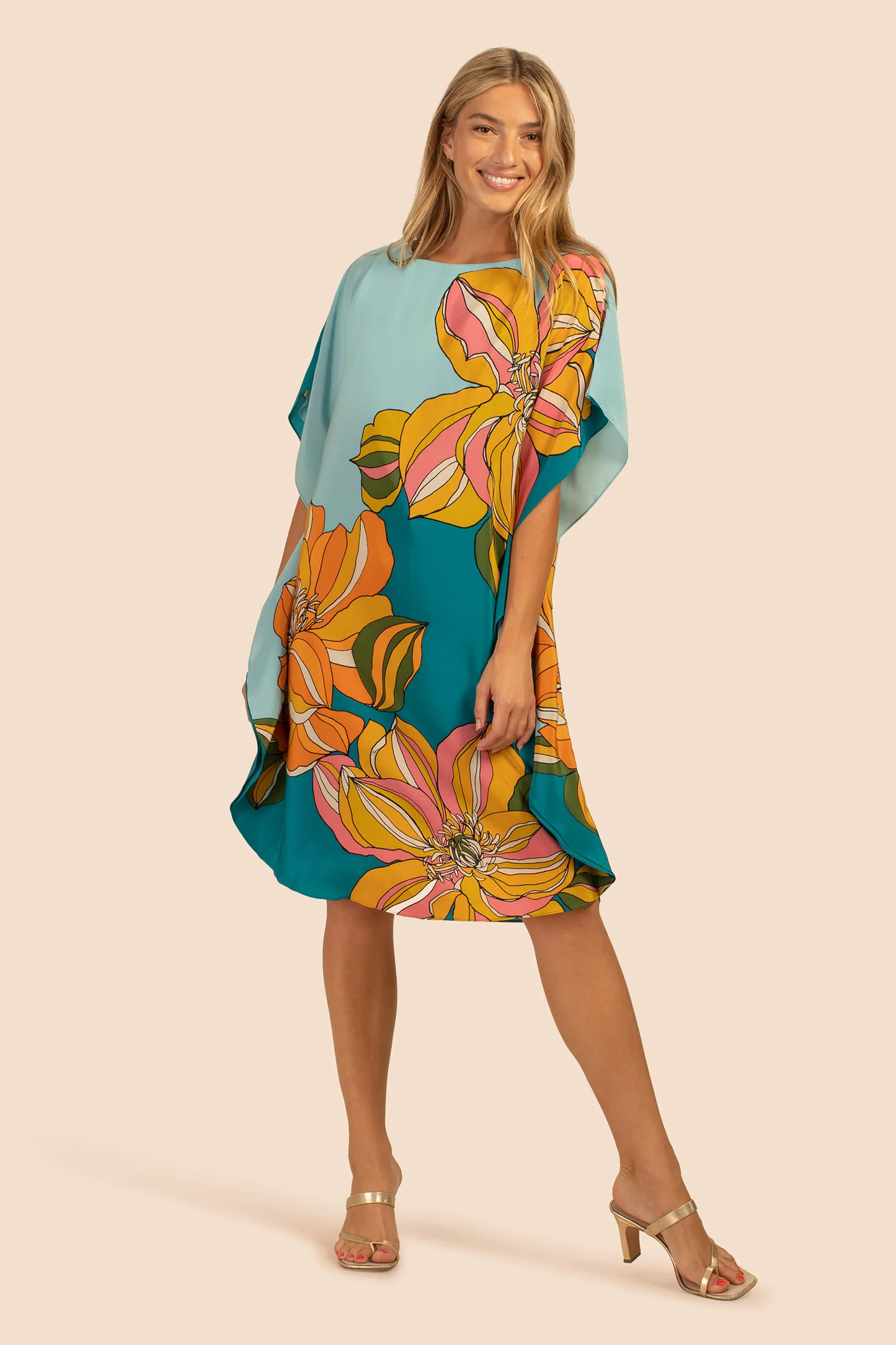 Floral Printed Soft Silk Crepe Womens Kaftan