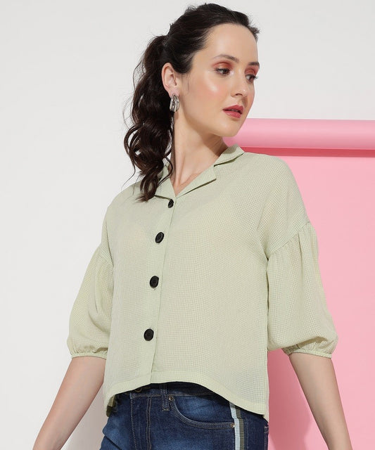 Pastel Grey Georgette Casual Women's Shirt