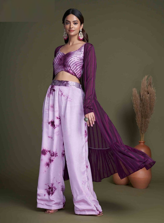 Dark Purple Stylish Indo Western For Women