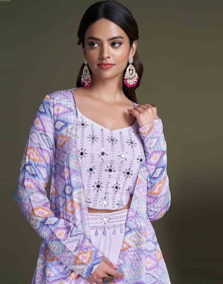 Pastel Purple Classy Indo Western With Stylish Koti