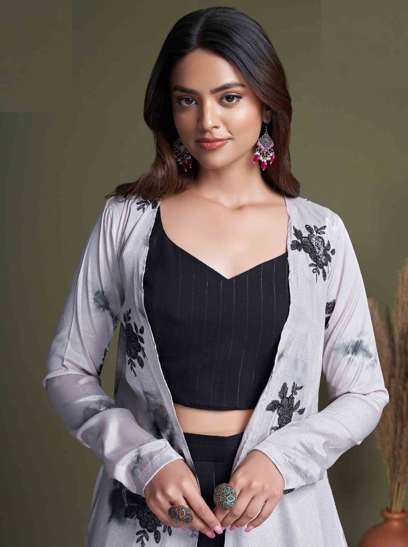 Black And White Classy Indo Western With Stylish Koti