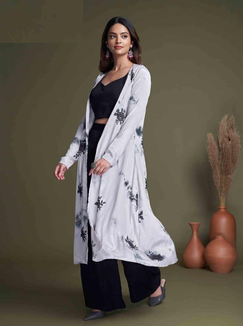 Black And White Classy Indo Western With Stylish Koti