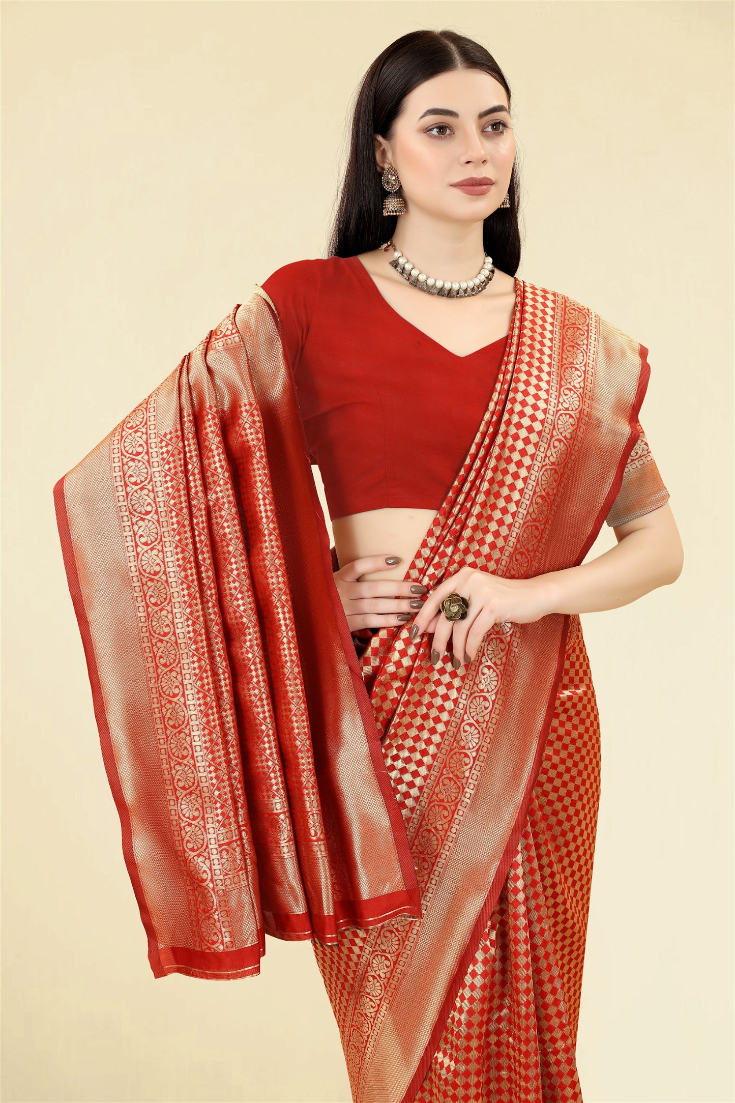 Red Colour Banarasi Silk Saree