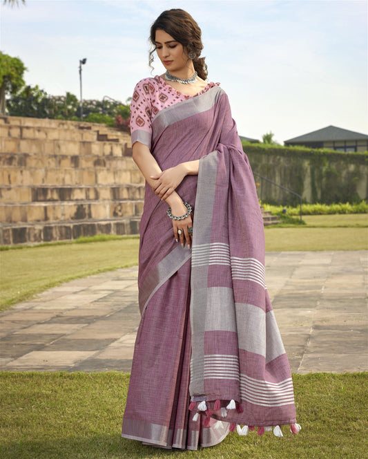 Soft linen Silk With Khadi Print Saree
