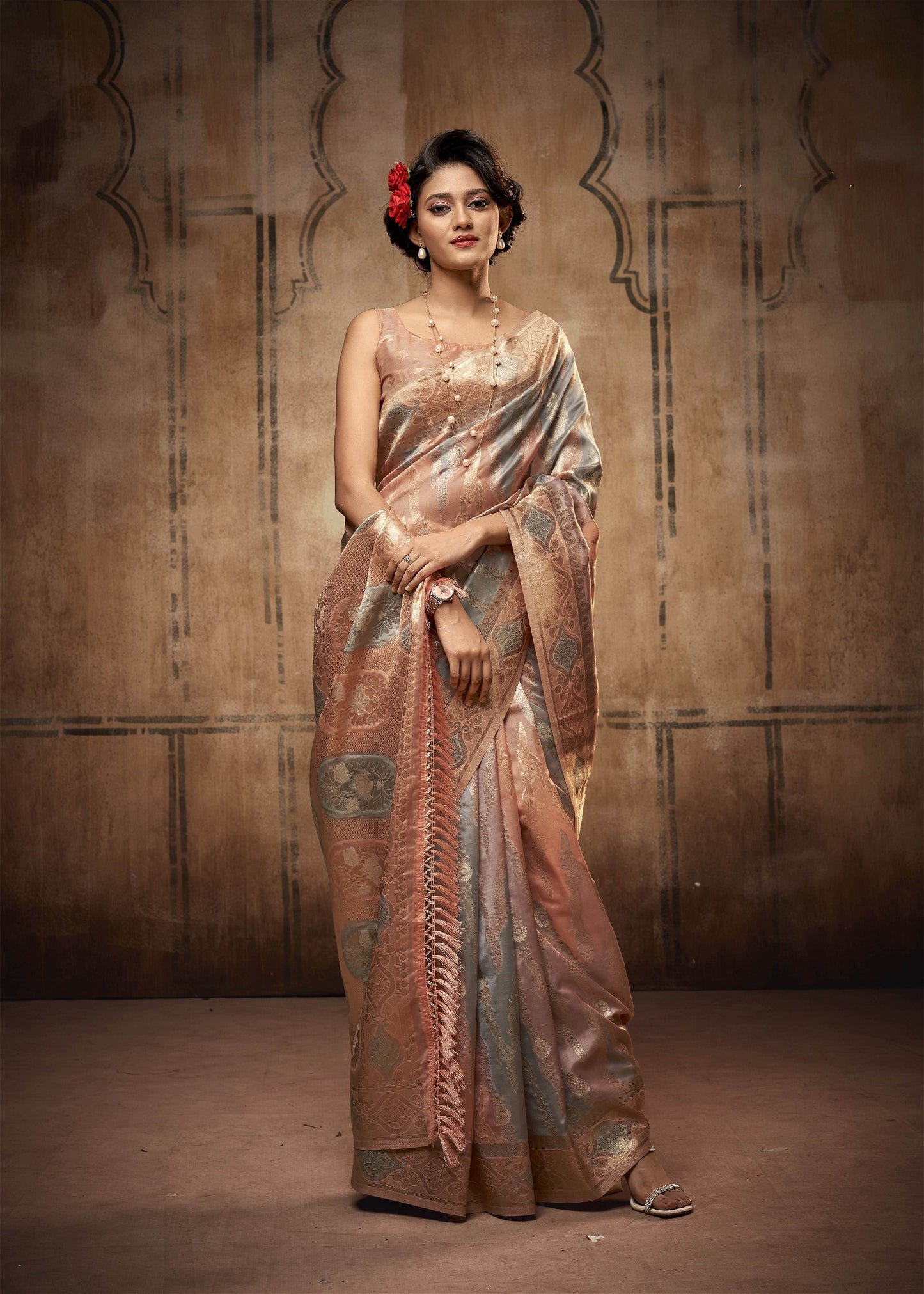 Women's Organza With Zari Weaving Silk Saree