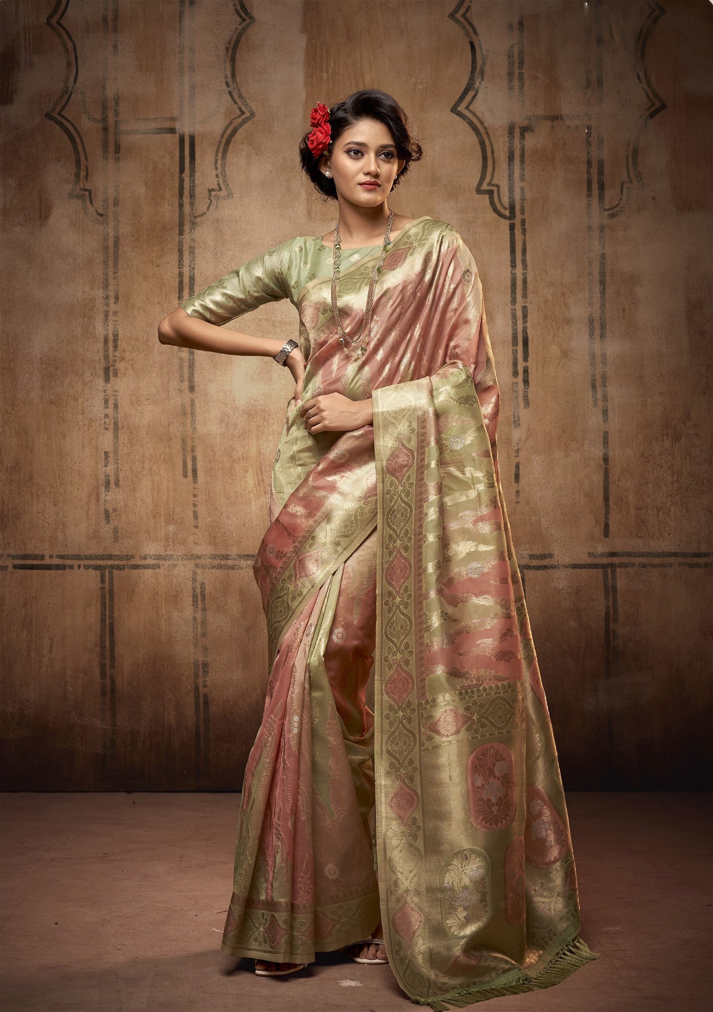 Women's Organza With Zari Weaving Silk Saree