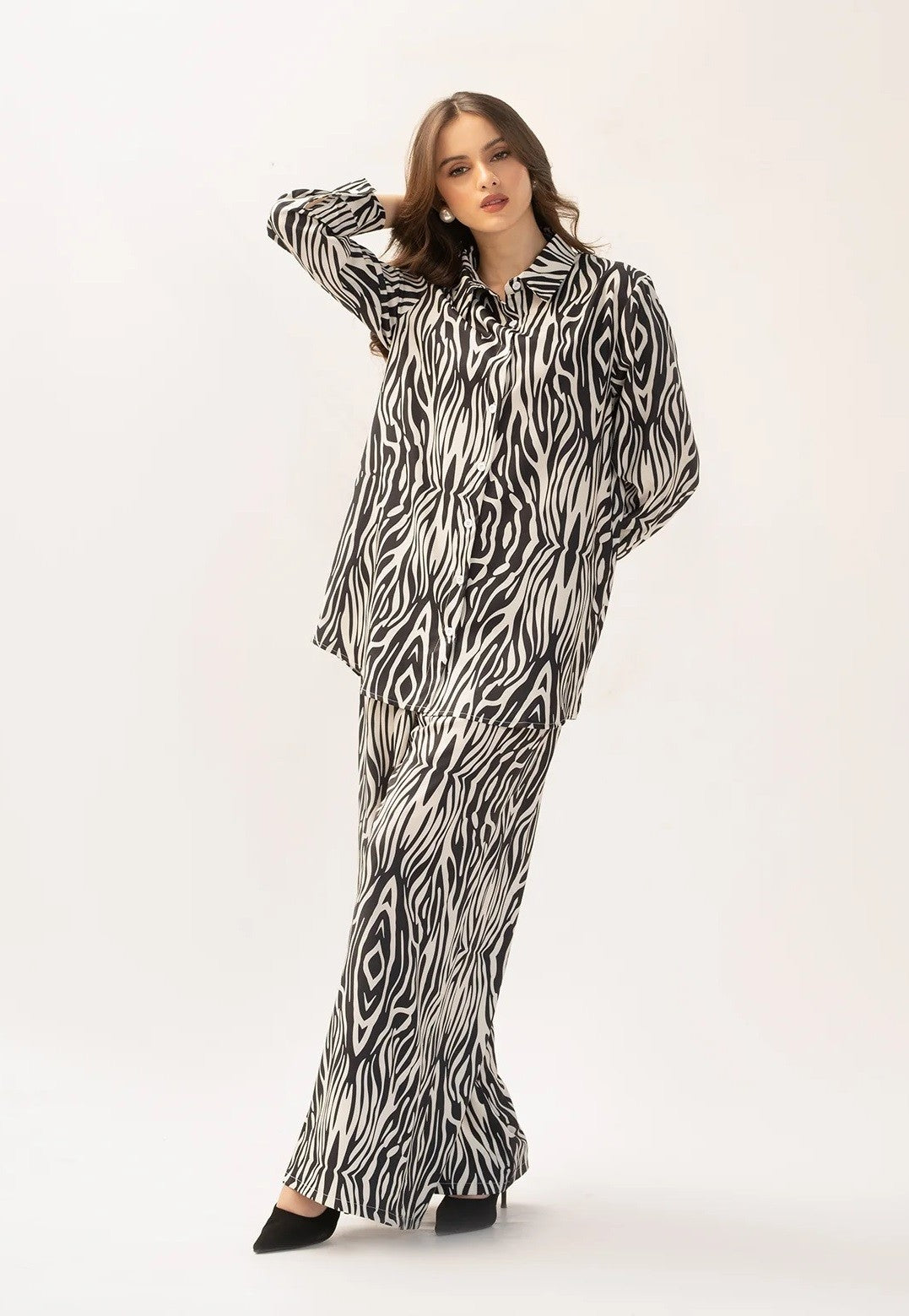 Zebra Print Korean BSY Classic Co-Ord Set For Women