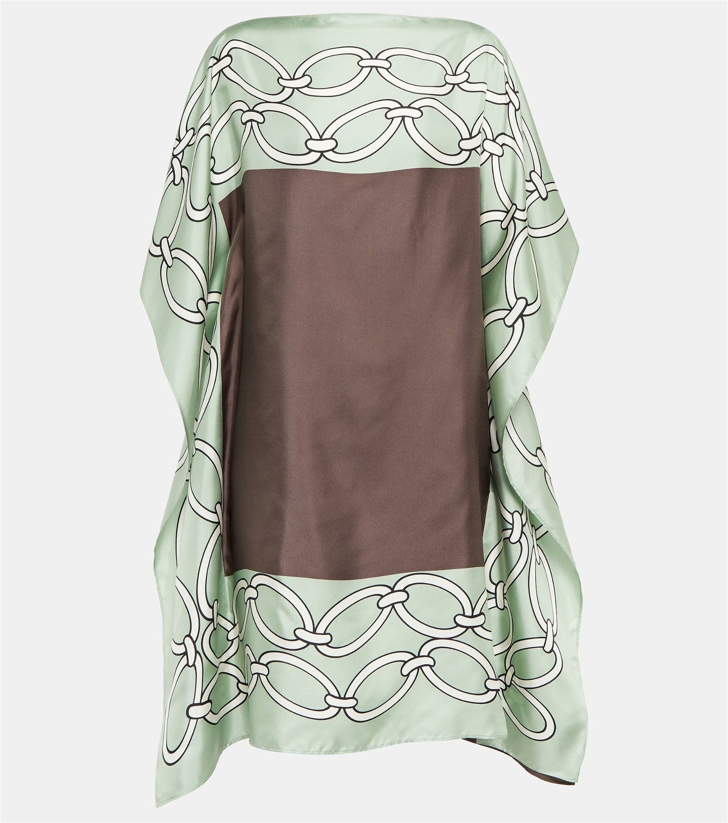 Green Colour Printed Satin Silk Casual Wear Kaftan