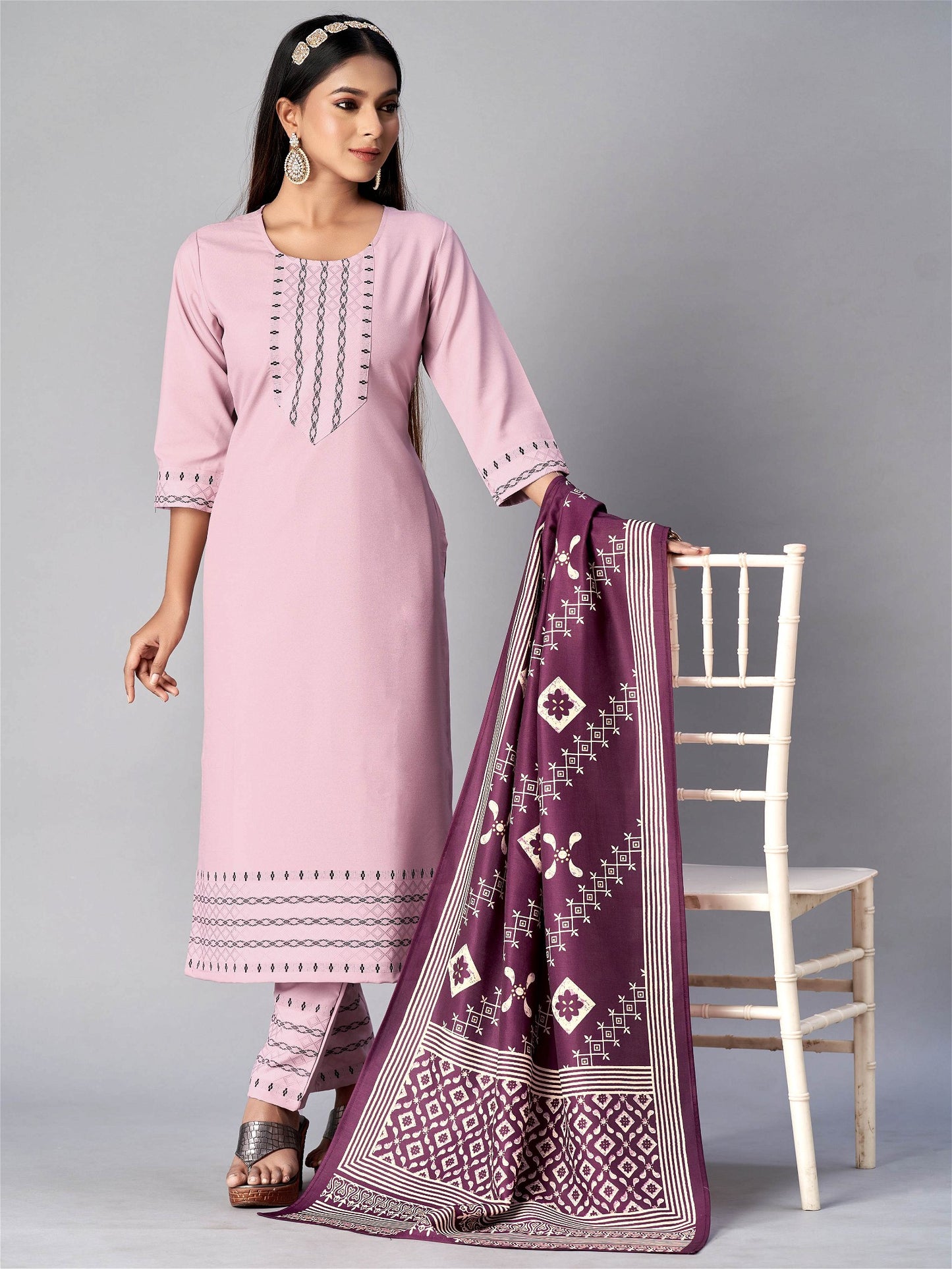 Pink Colour Cotton With Jacquard Latest Party Wear Readymade Salwar Suits