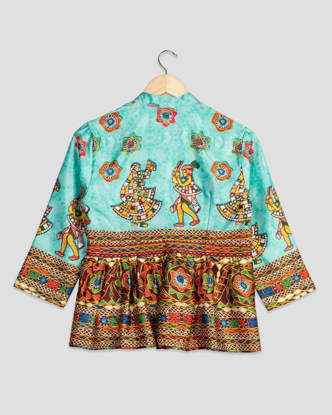 Sky Blue Colour Gamthi Printed Jacket For Women's