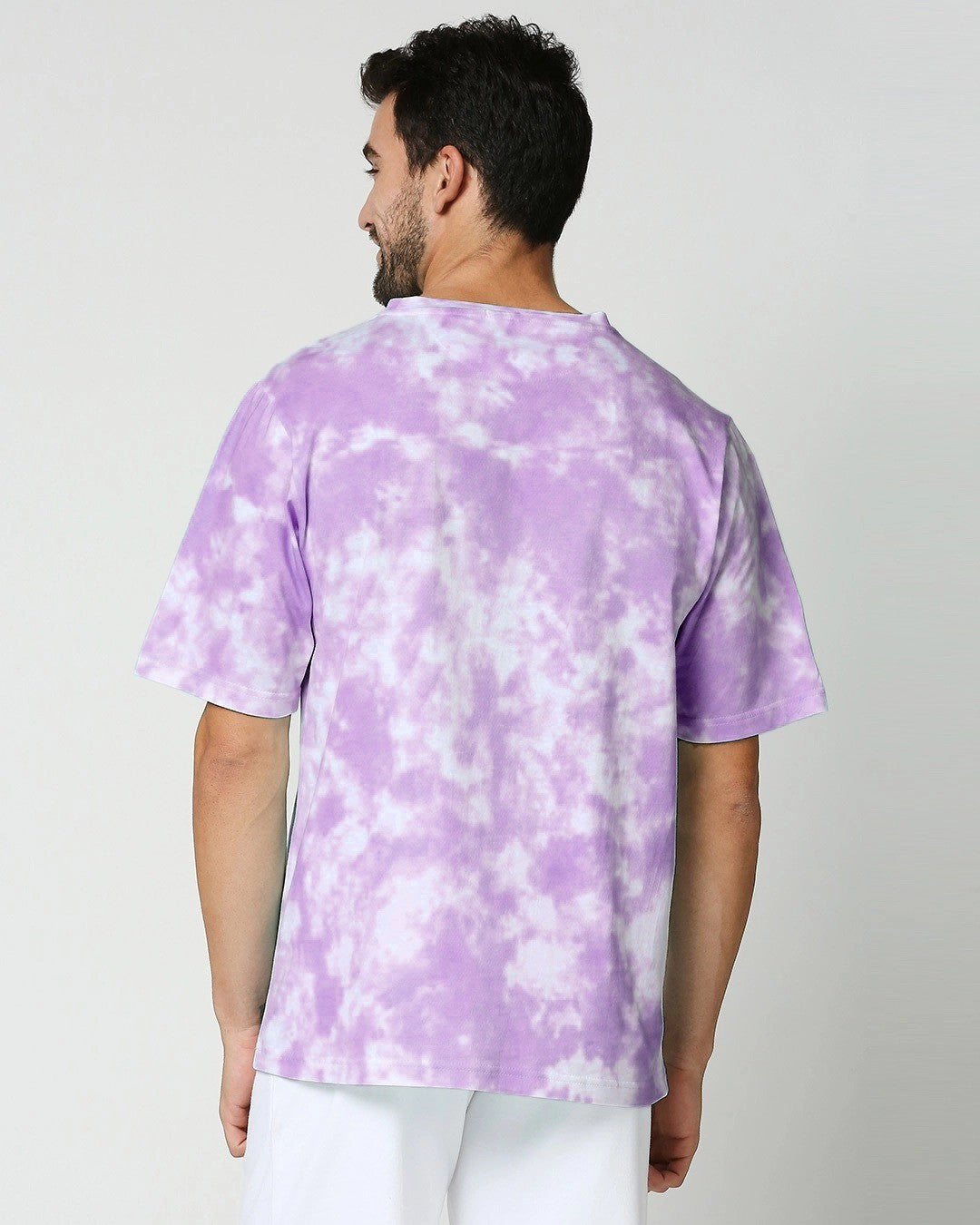 Purple And White Tie And Die Oversize T-shirt For Men