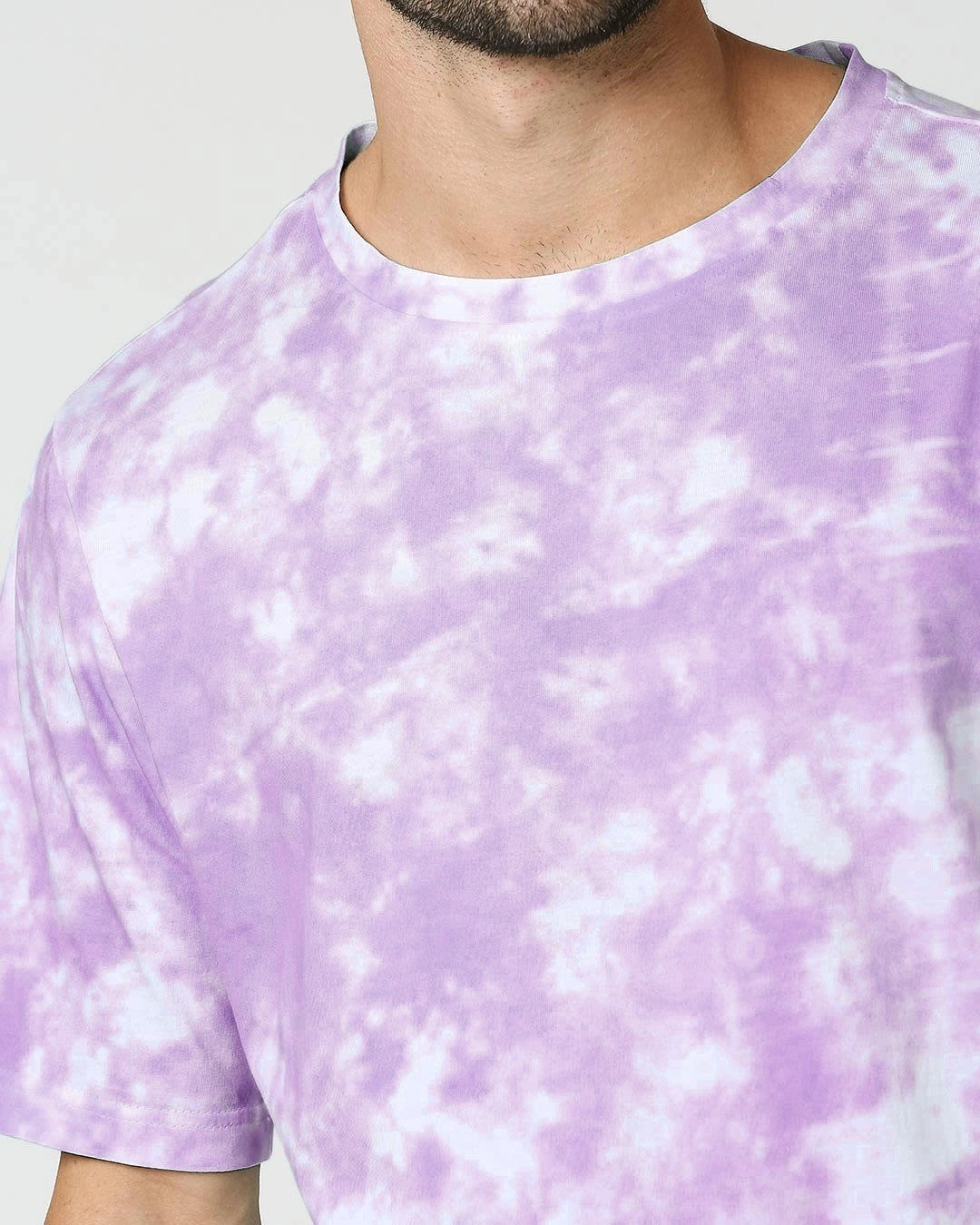 Purple And White Tie And Die Oversize T-shirt For Men