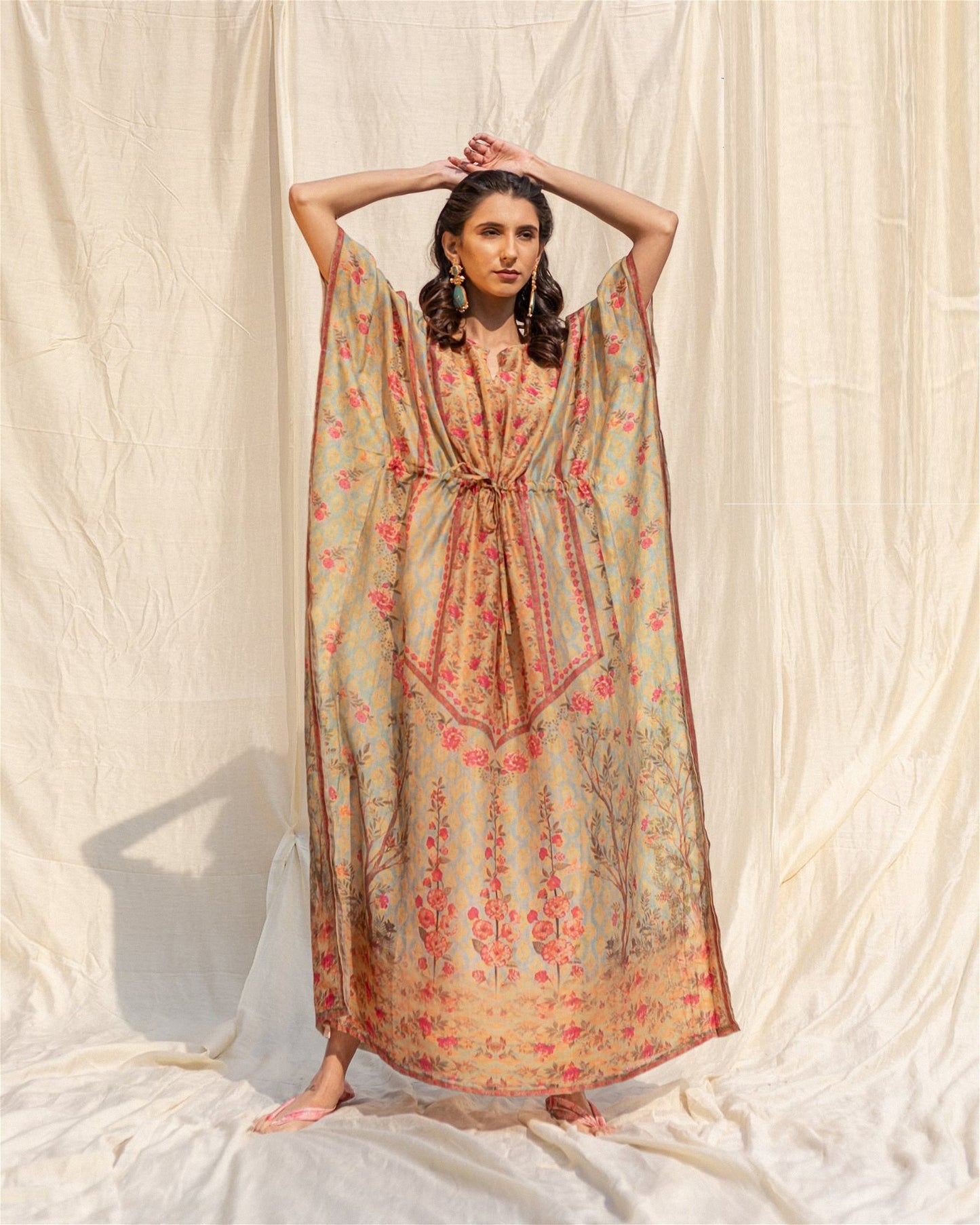 Beige Soft Silk Premium Kaftan