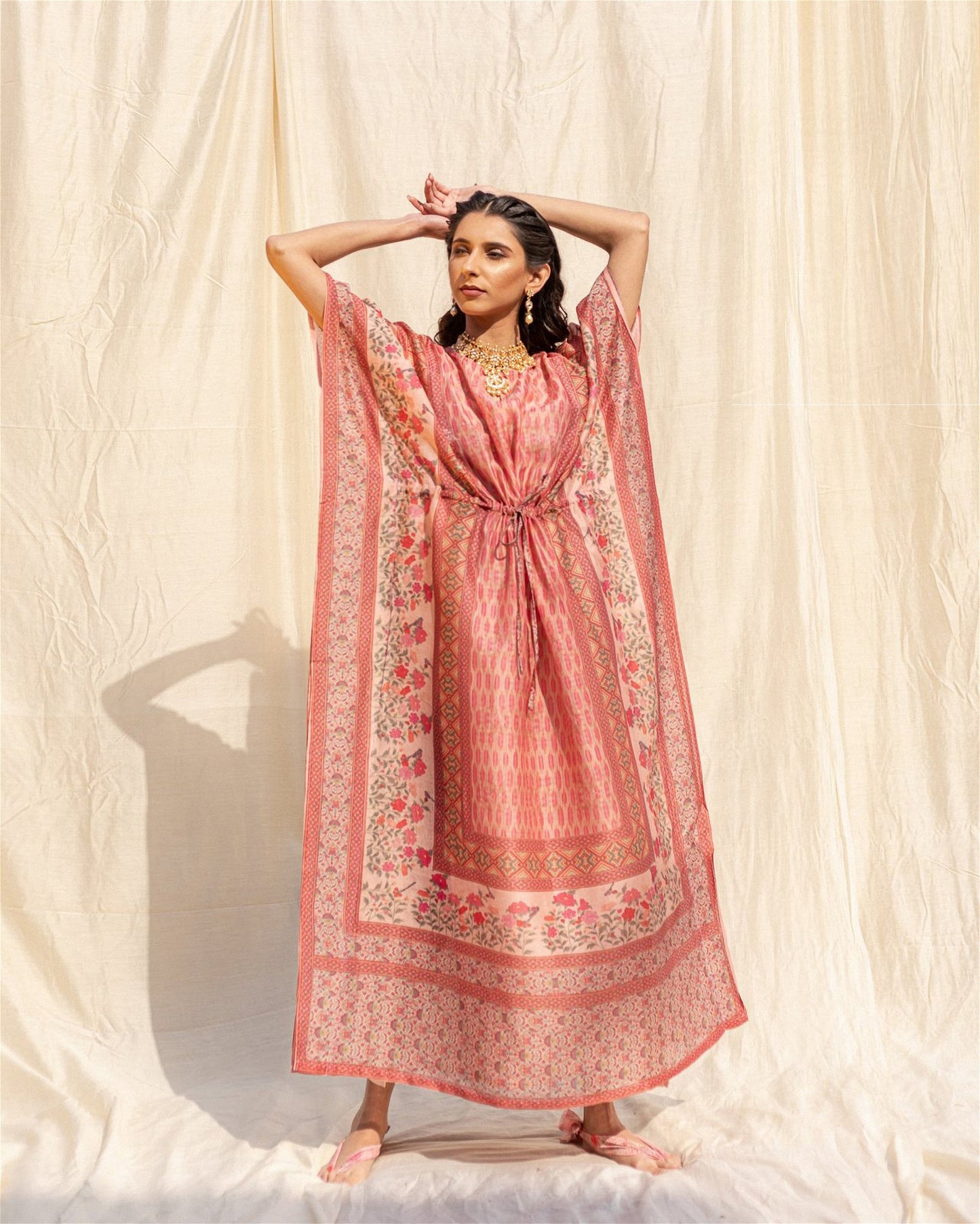 Peach Soft Silk Premium Kaftan