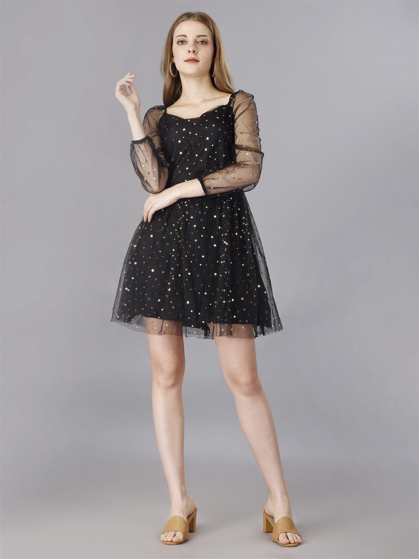 Black Color Western Tops Net Fabrics With Inner