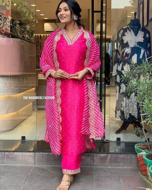 Designer Viscose Georgette Work Kurti Set With Dupatta Collection