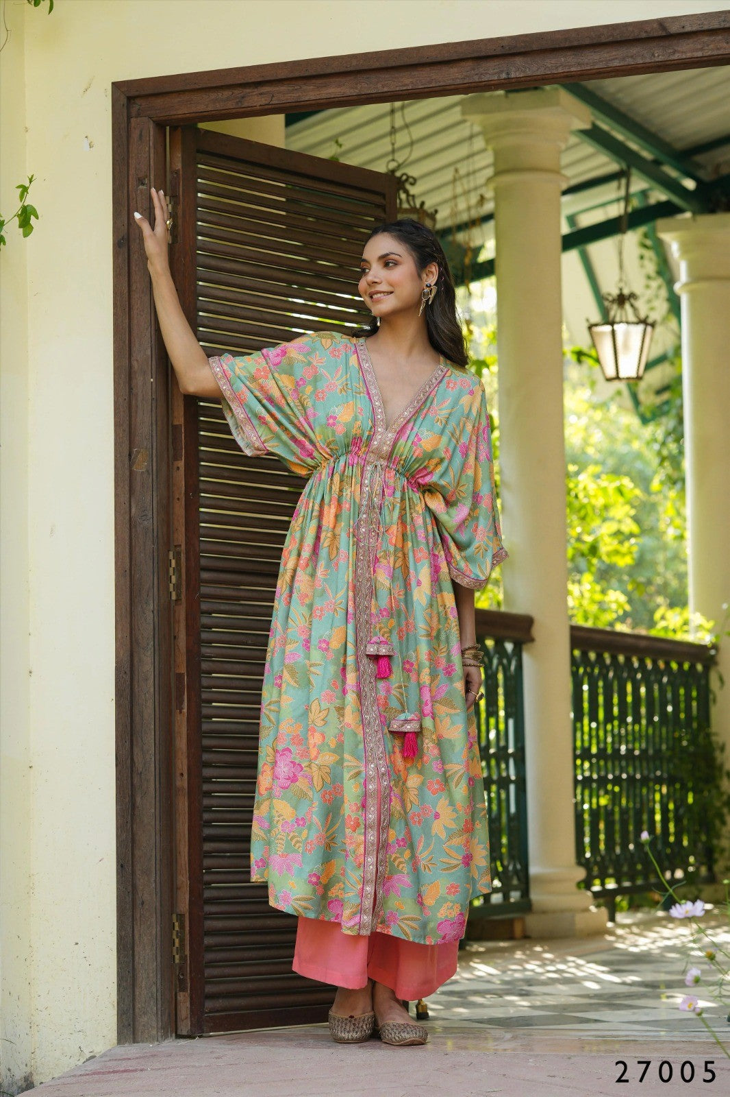 Floral Print Kaftan Tunic with Palazzo