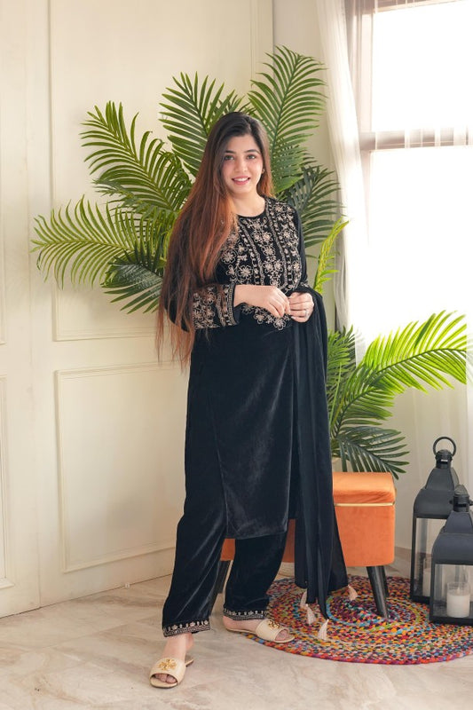 Embroidery Velvet Heavy Readymade Suits Catalog